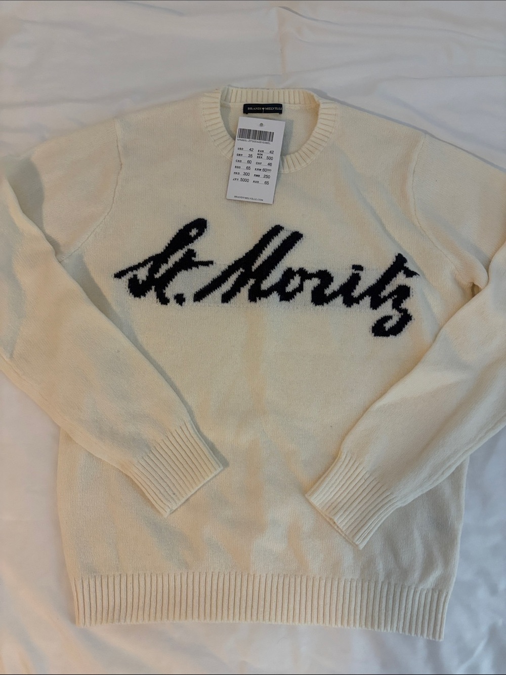 Brandy Cream Crewneck Sweater with Black Script